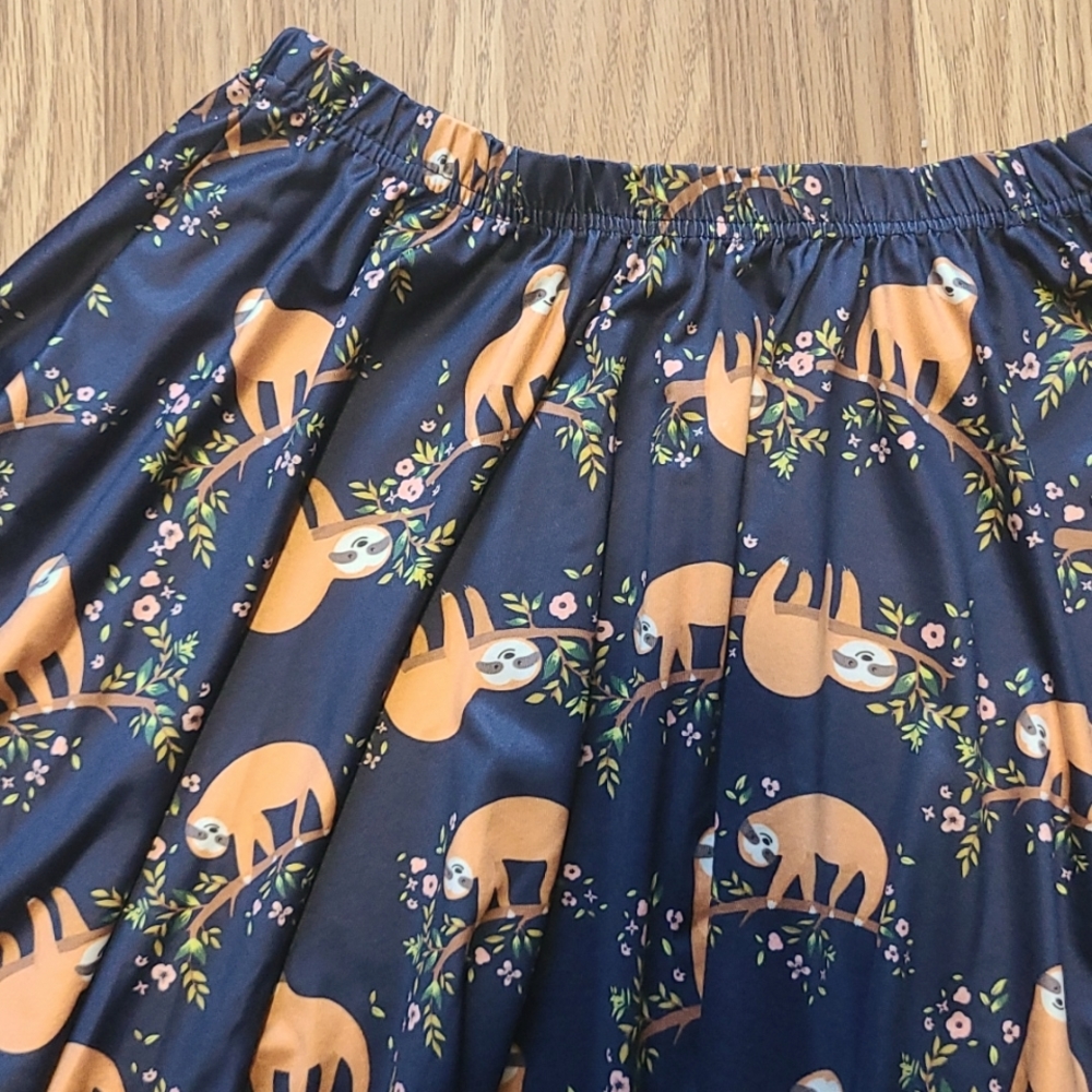 Navy Blue sloth skater skirt